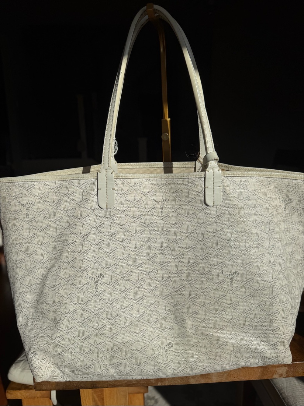 Goyard Saint Louis PM White Cream Patterned Tote with Matching Pouch